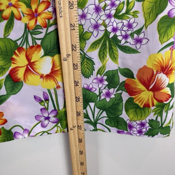 Vtg 70s Hilo Hattie Hawaiian Camp Shirt M Polyester Multi Floral Tropical Beach - Picture 8 of 8